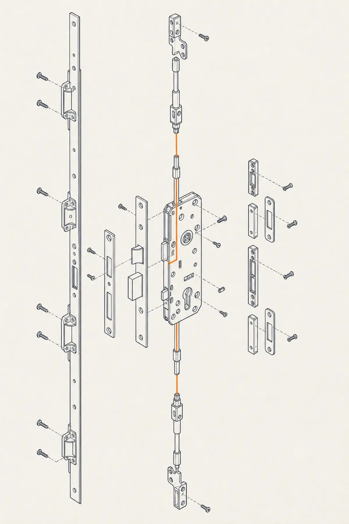Serrure 3 points bloquée : diagnostic et solutions, symptôme par symptôme — illustration technique