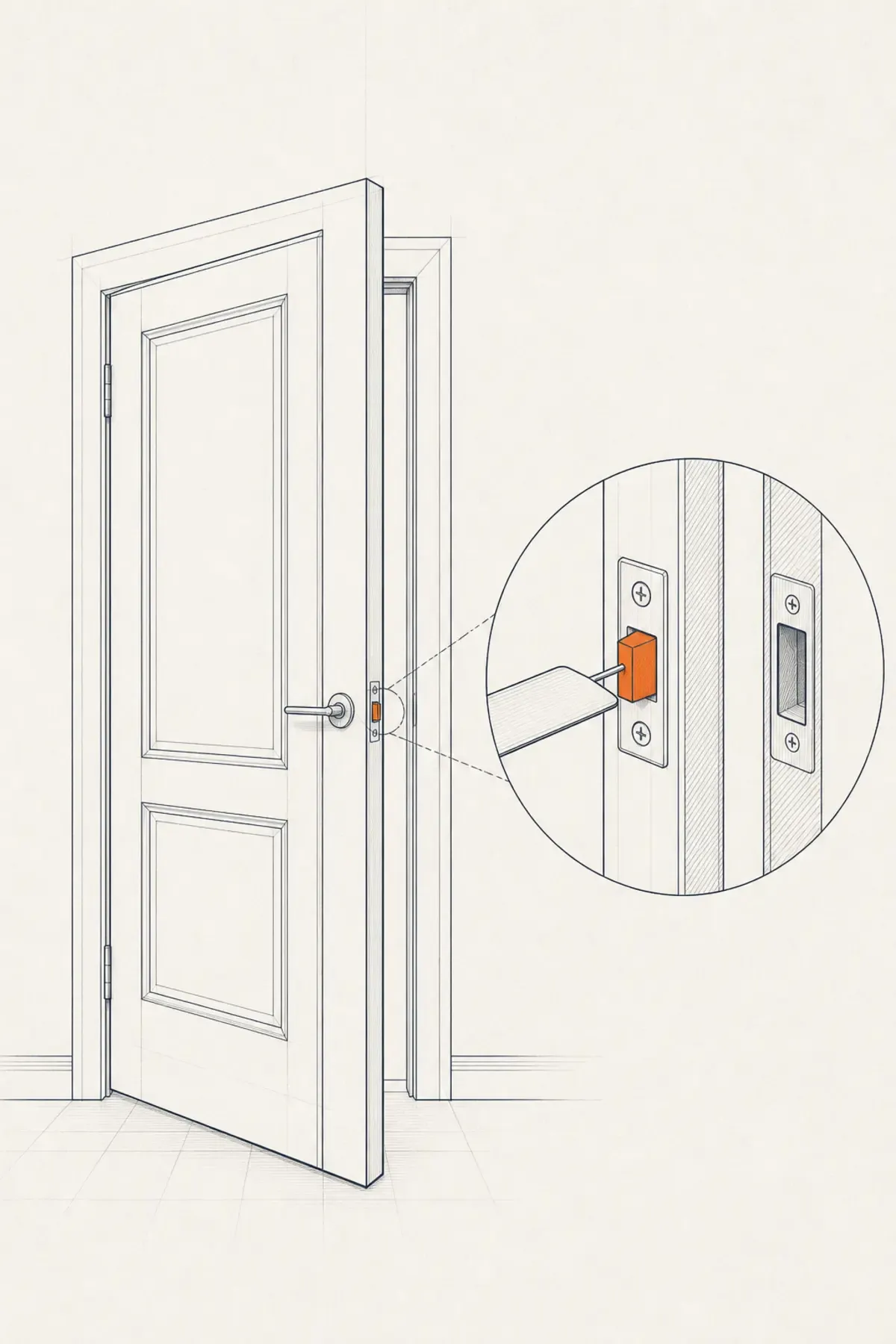 Porte claquée : que faire, quoi tenter, qui appeler — illustration technique